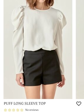 English Factory Gray Puff-Sleeve Long Sleeve Top